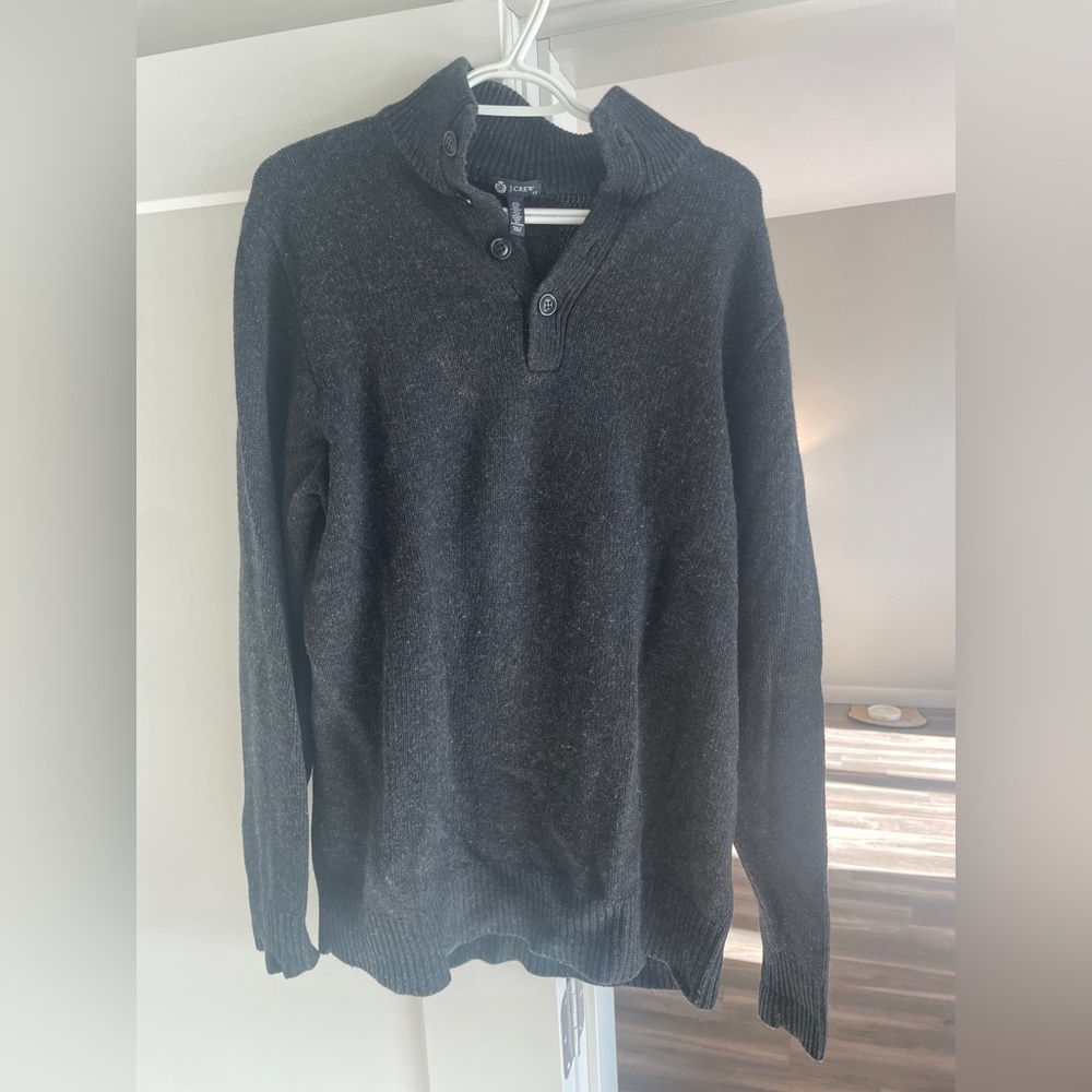 Men’s Large-Tall JCrew Wool/Rabbit/Cashmere Sweater - Dark Grey